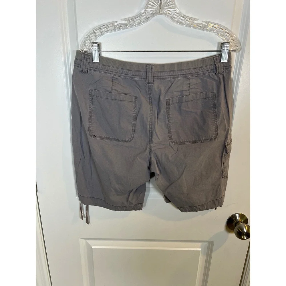 LL Bean Womens Cargo Shorts Gray Cotton Stretch Petite Size 12P